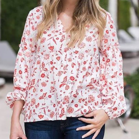 NWT Grace Atwood The Drop Ivory Floral Blouse XXL - Picture 3 of 13